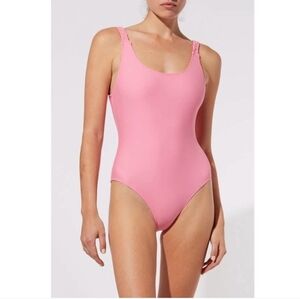 NWT SOLID & STRIPED THE BRAIDED ANNEMARIE BUBBLEGUM ONE PIECE SWIMSUIT SIZE M